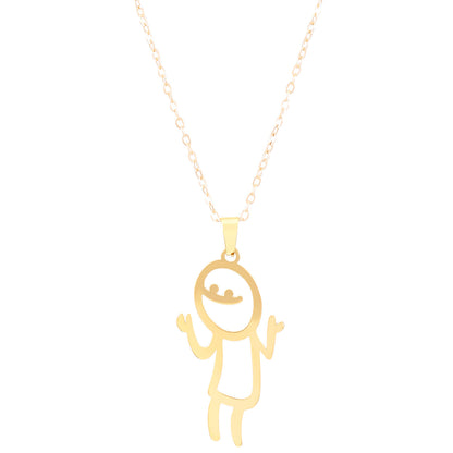 Women's & Men's Cute Cartoon Character Gold Stainless Steel Creative Necklaces