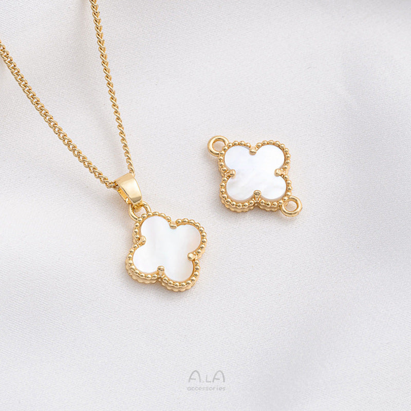 Gold Inlaid Pearl Clover Single Hanger Pendants