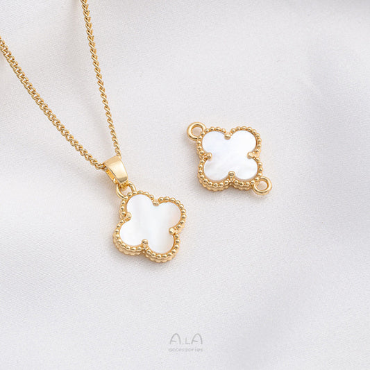 Gold Inlaid Pearl Clover Single Hanger Pendants