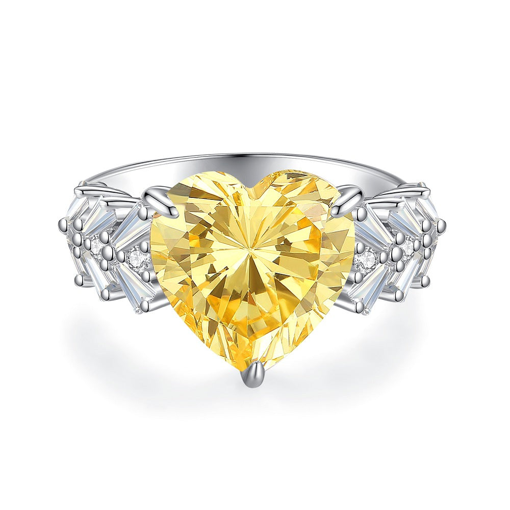 Sterling Sier Yellow Diamond Female Ice Rings