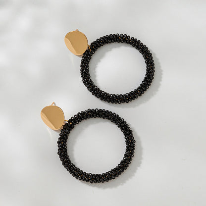 Bead Big Hoop Female Style Korean Sweet Earrings