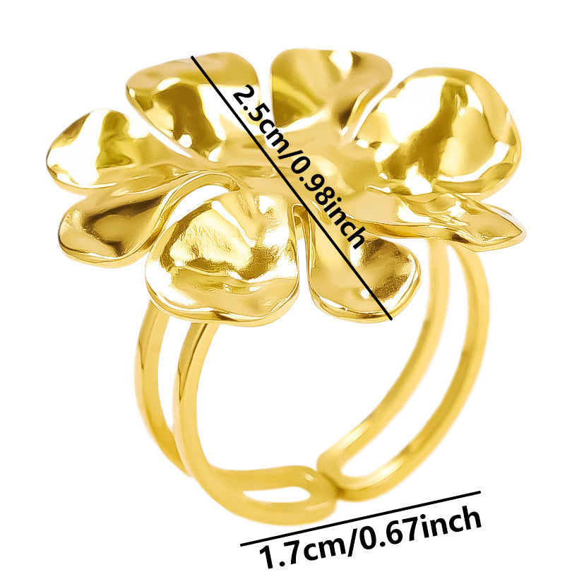 Stainless Steel Fashion Atmosphere Flower Vacuum Rings