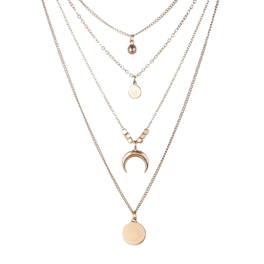 Women's Bohemian Style Moon Gold Color Sier Necklaces