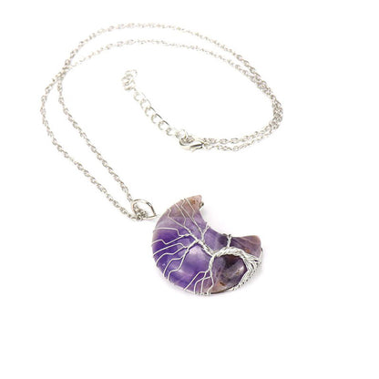 Winding Moon Natural Stone Amethyst Lucky Necklaces