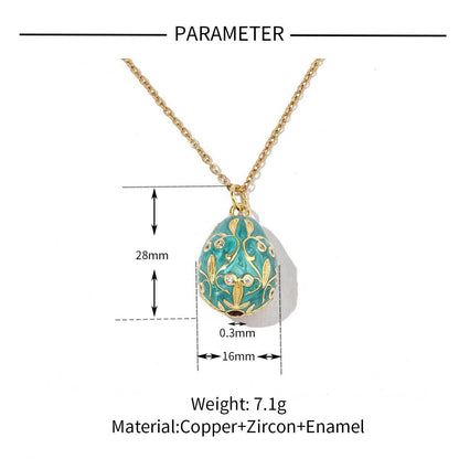 Color Copper Zircon Easter Egg Female Enamel Pendants