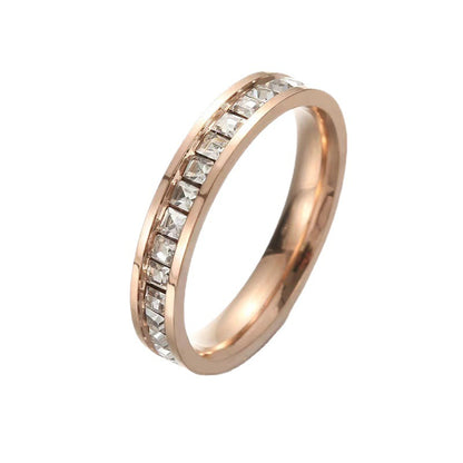 Women's Steel Titanium Single Row Diamond Starry Rings