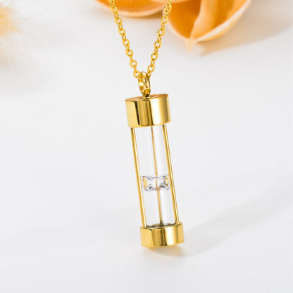 Stainless Steel Hourglass Shape Open Perfume Bottle Pendants