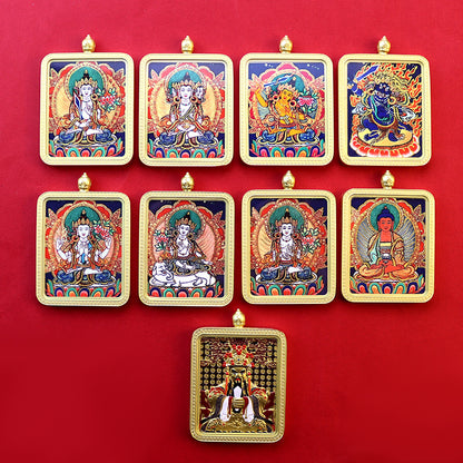 Eight Guards Dragon Five Master Three-dimensional Double-sided Tibetan Pendants