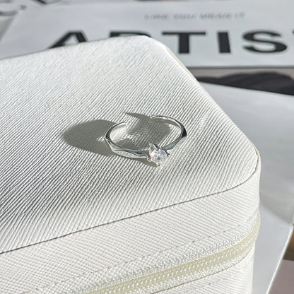 White Bow Geometric Open Female Personality Rings