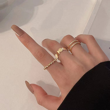 Design Twist Sequins Three-piece Set Fashion Temperament Rings