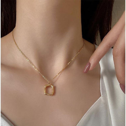 Women's Embossed Texture Square Fashion Hollow Metal Necklaces