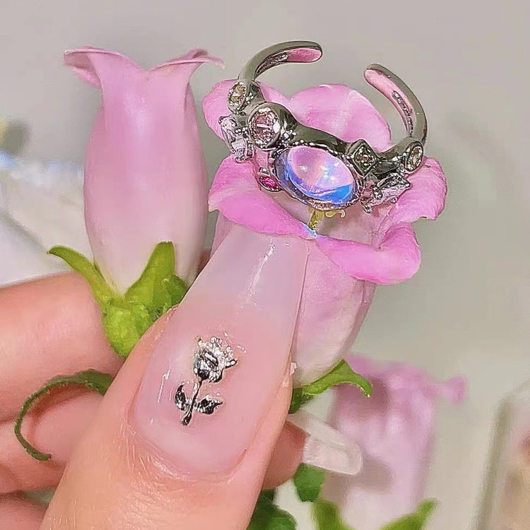 Opal Moonstone Colored Gems Zircon Pink Diamond Female Rings