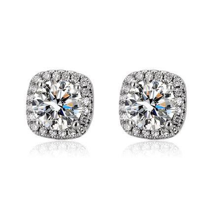 Women's Live Karat Simulation Diamond Square Bag Earrings