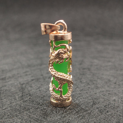 Men's Gold Luminous Dragon Column Resin Domineering Pendants