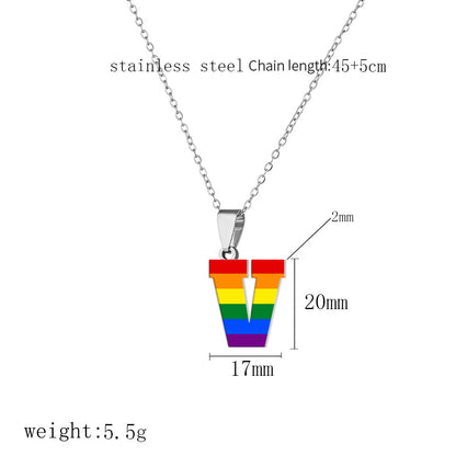 Women's Color Rainbow Letter Printing Titanium Steel Stainless Pendants