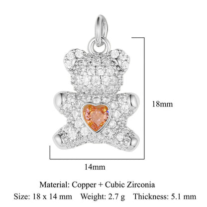 Love Bear Owl Copper Zircon Eyes Pendants