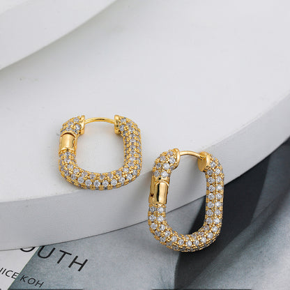 Inlaid Zircon U-shaped Ear Clip Gold Big Gas High-grade Rings