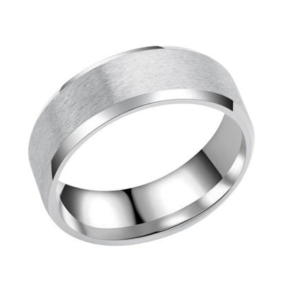 Men's Double Beveled Edge Frosted Matte Brushed Rings