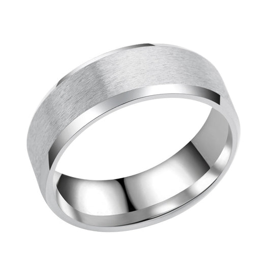 Men's Double Beveled Edge Frosted Matte Brushed Rings