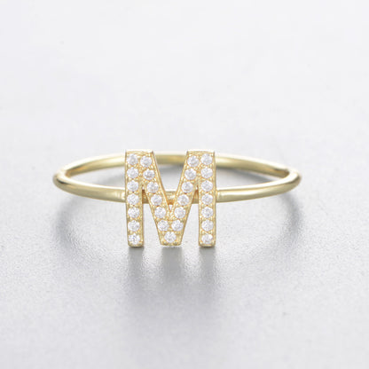 Women's Sier Zircon With English Letters Simple Rings