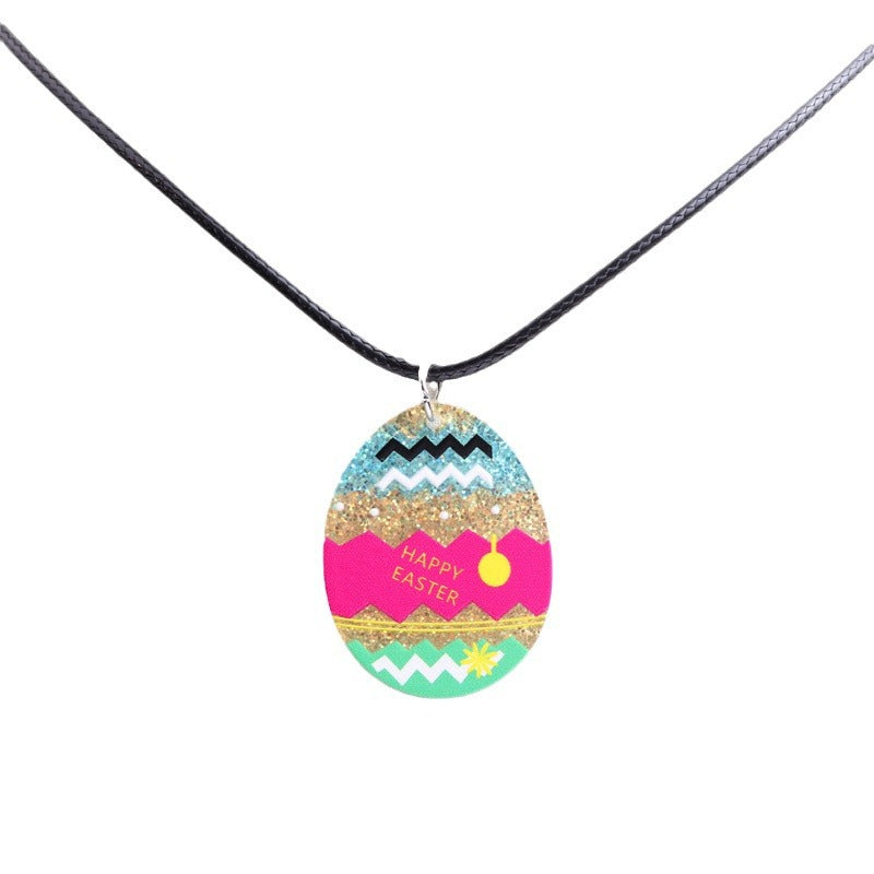 Egg Rabbit Colorful Printed Acrylic Personality Necklaces