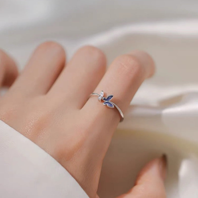 Female Aquamarine Moonstone Light Luxury Temperament Rings