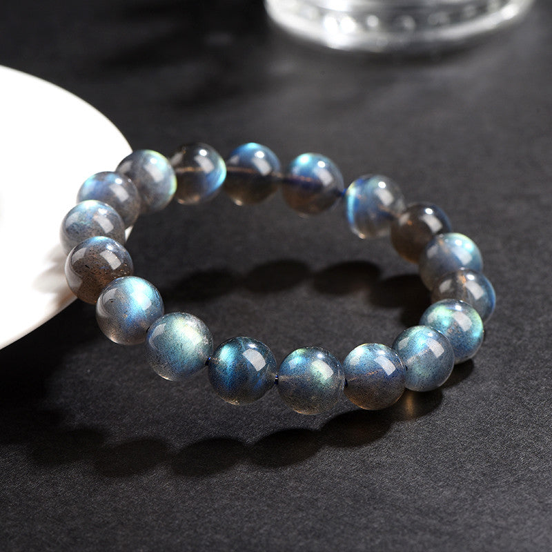 Grade Natural Black Color Moonstone Round Beads Bracelets