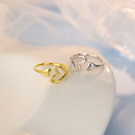 Women's Hollow Love Heart-shaped Simple Design Fashion Rings