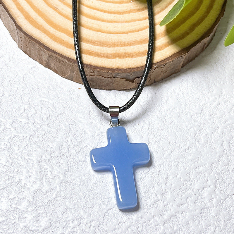 Crystal Cross Fashion Ornament Accessories Leather Rope Pendants