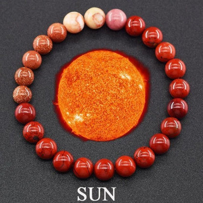 Men's Nine Planets Natural Stone Sun Saturn Bracelets