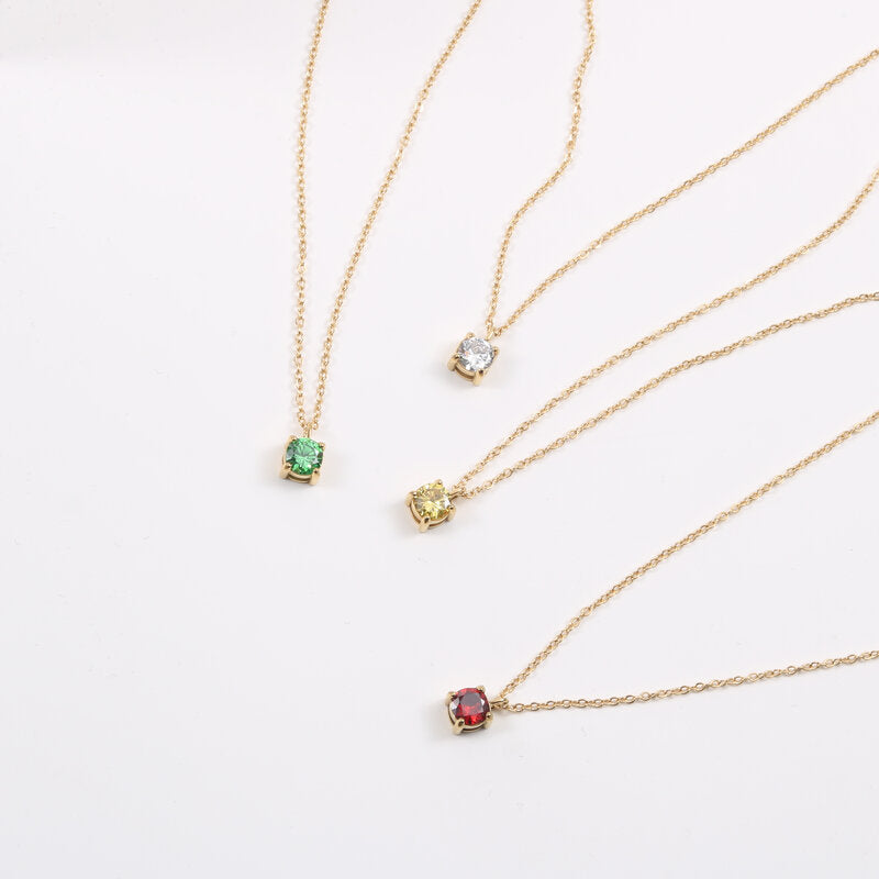 Multicolor Karat Zircon Titanium Steel Gold Necklaces