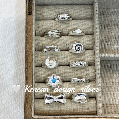 Combination Sterling Sier Bow Niche High Rings
