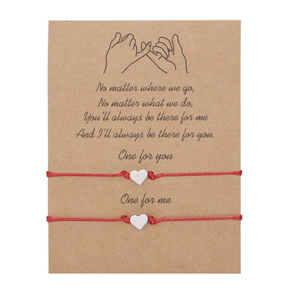 Woven Adjustable Couple Paper Card Heart-shaped Bracelets