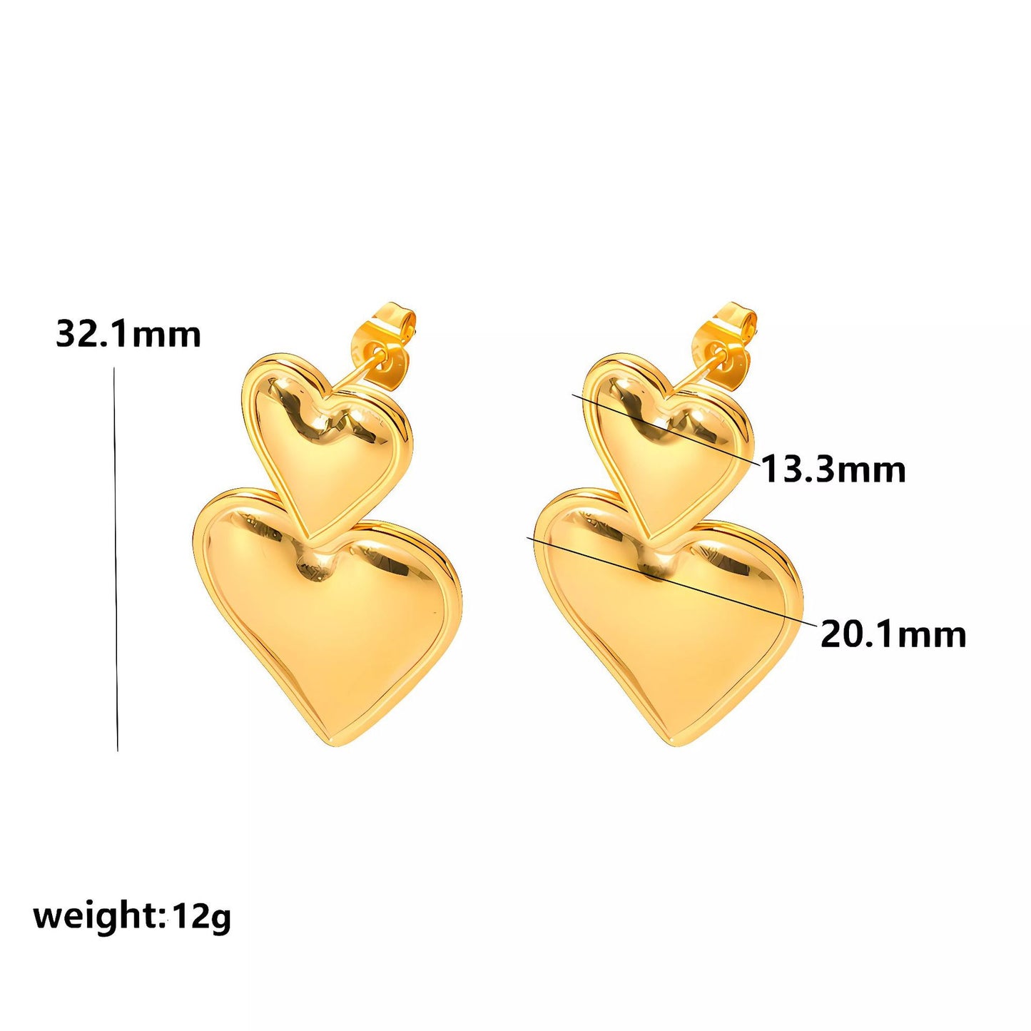 Plated Heart-shaped Minimalist Design Graceful Fashionable Earrings