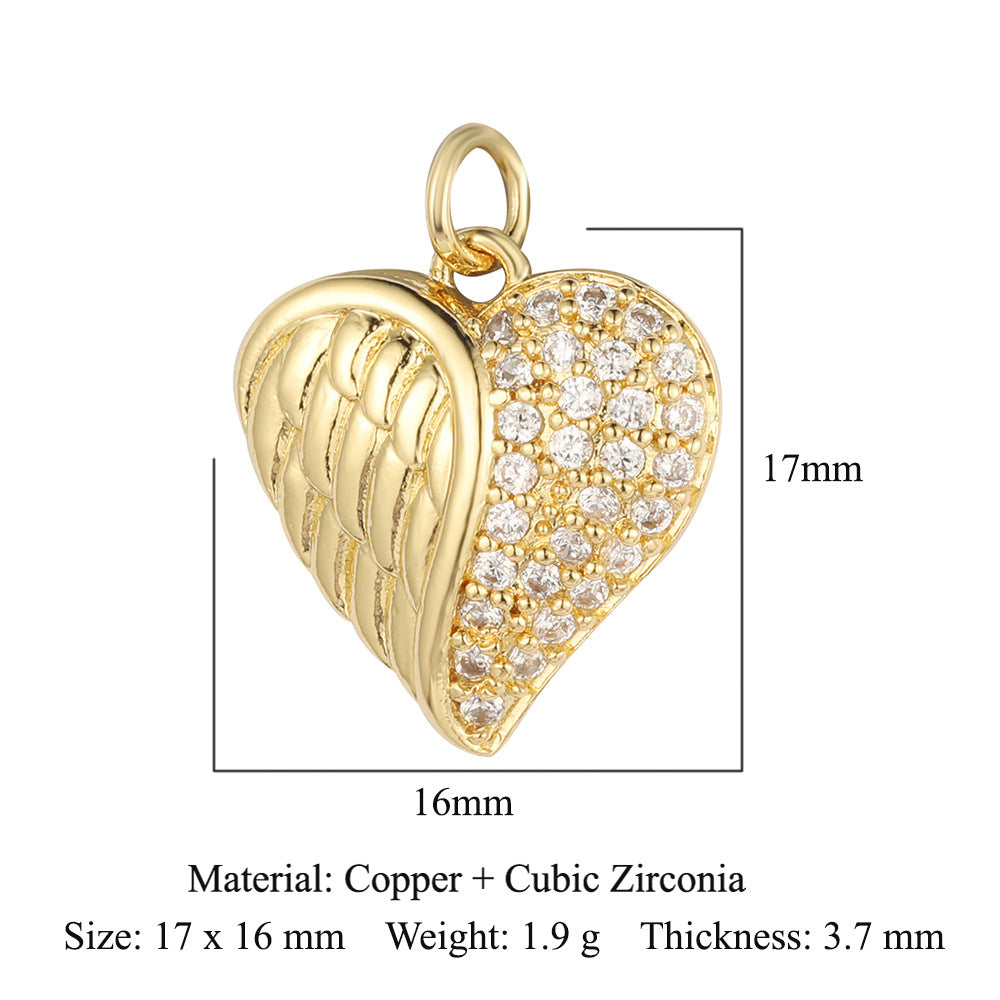 Crown Peach Heart Colorful Love Copper Pendants