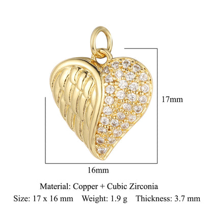 Crown Peach Heart Colorful Love Copper Pendants