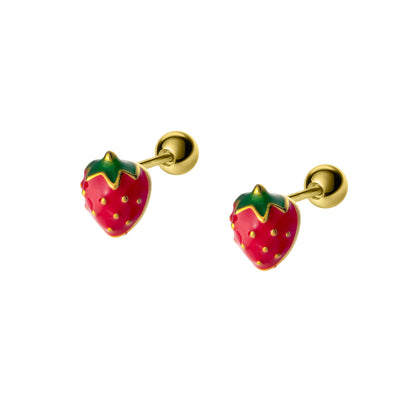 Love Lodge Sier Cute Strawberry Thread Epoxy Fresh Earrings