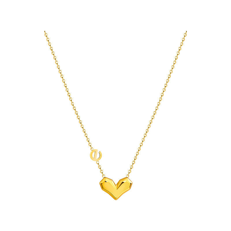 You Titanium Steel Female Single-minded Three-dimensional Heart Necklaces