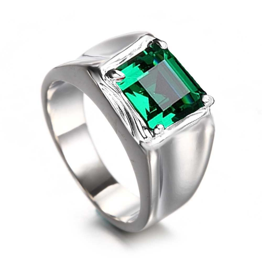 Men's Gemstone Simple Fashion Ornament Sier Square Rings