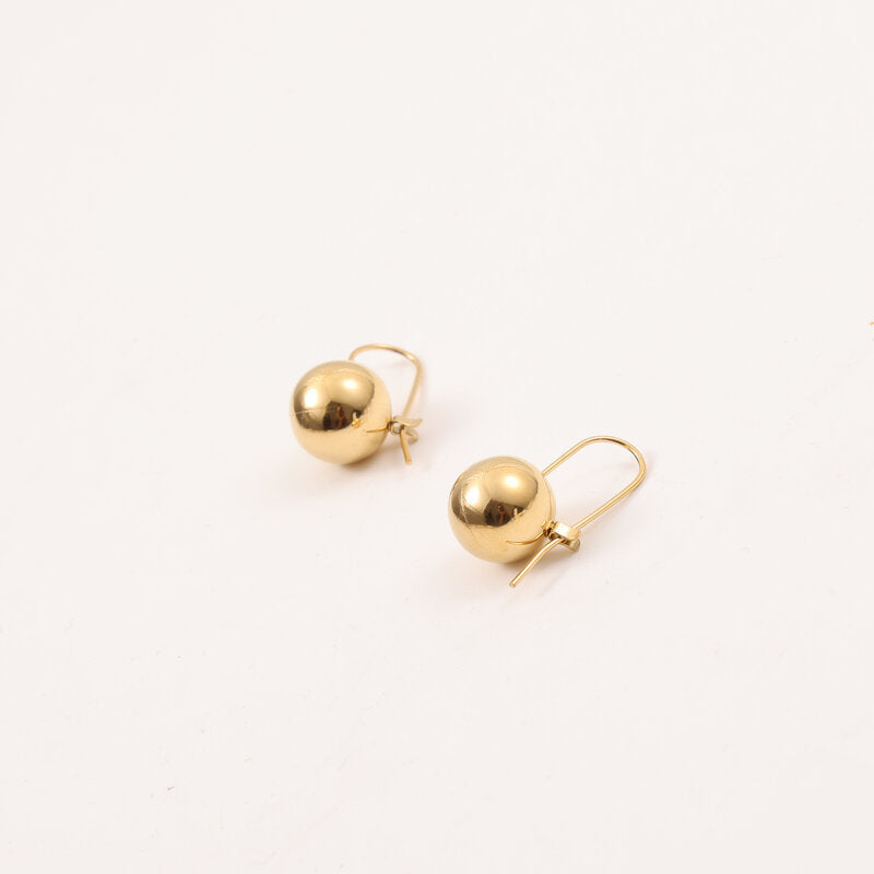 Hollow Ball With Hooks Titanium Steel Earrings