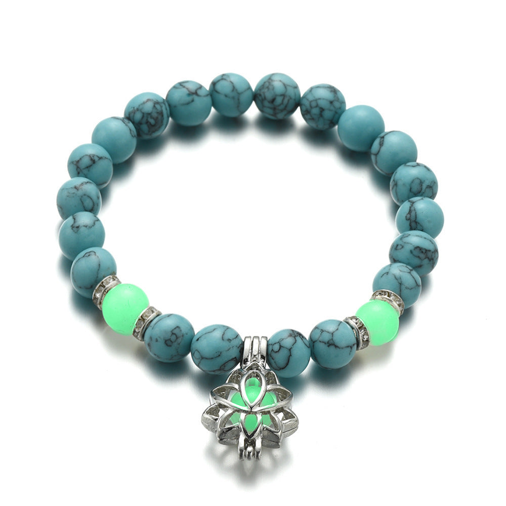 Yoga Energy Luminous Turquoise Bead Lotus Bracelets