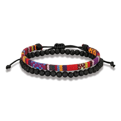 Men's Bohemian Style Hand Weaving Lava Volcanic Bracelets