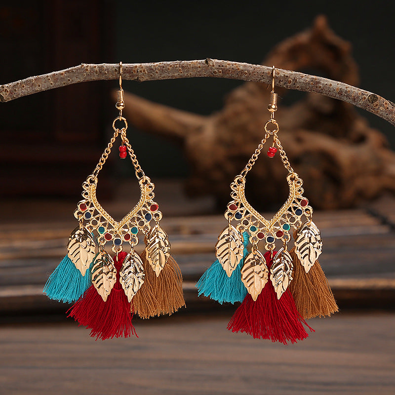 Tassel Leaves Hand-made Your Daisy Ornament Earrings