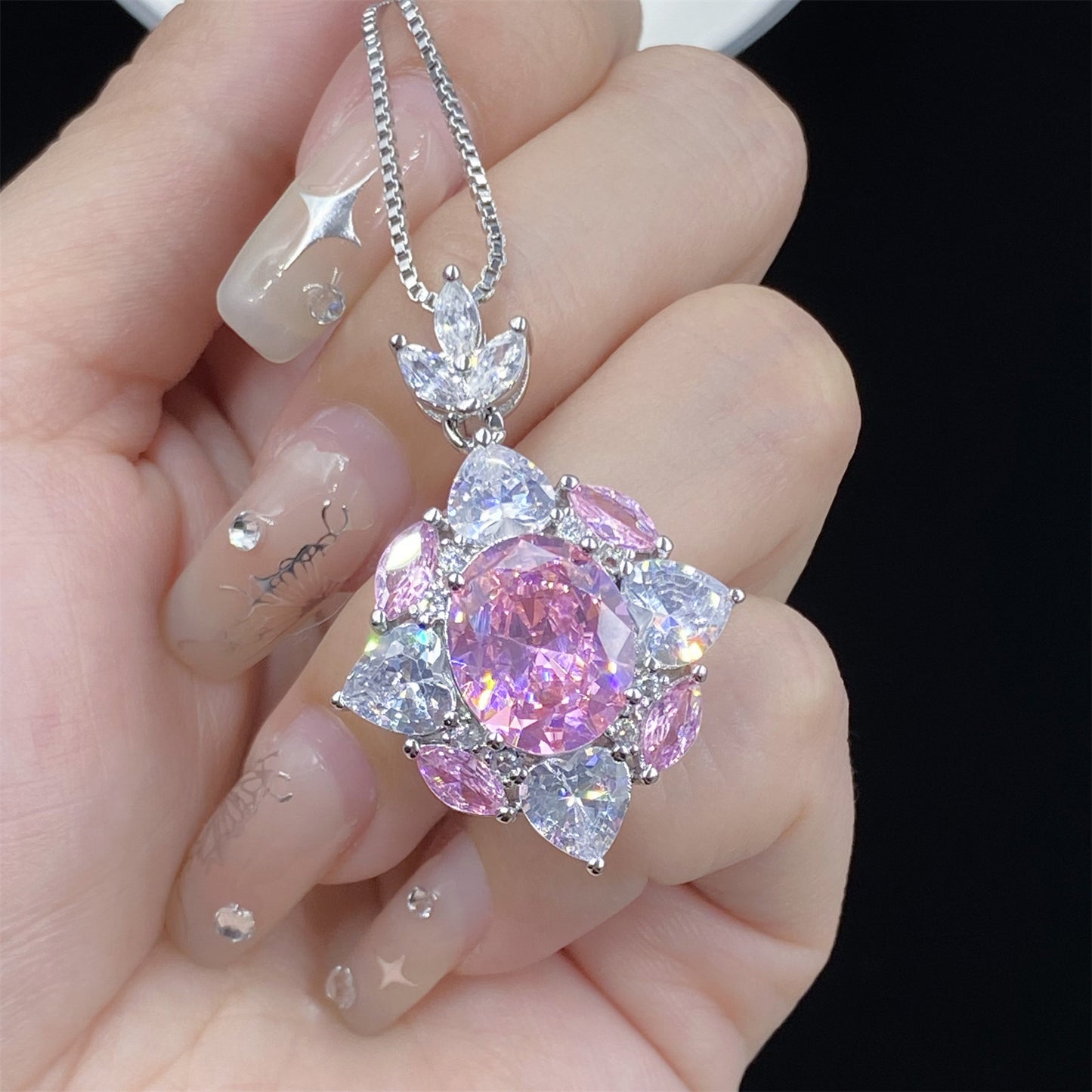 Pink Zircon High Sense Simulation Tourmaline Elegant Female Open Pendants