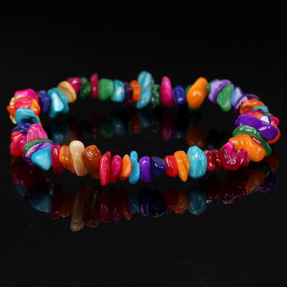 Natural Gravel Amethyst Elastic String Stretchable Bracelets
