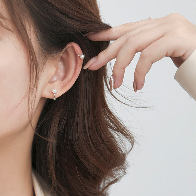 Women's Pearl Ear Clip For Sterling Sier Korean Style Earrings