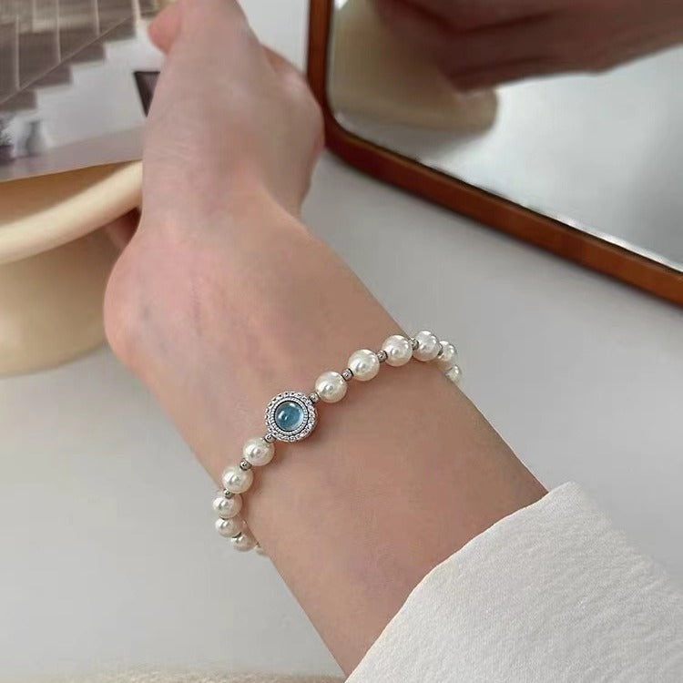 Women's Small Sweet Potato Rose Chalcedony Pearl Bracelets