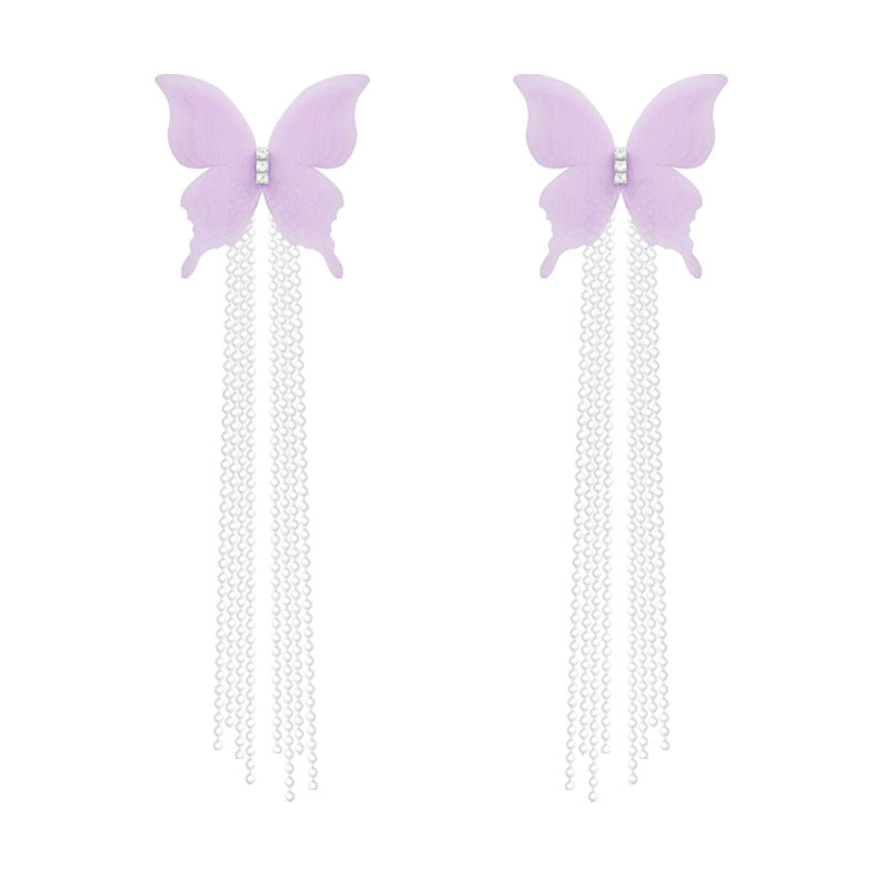 Exquisite Refined Grace Mesh Butterfly Tassel Light Earrings