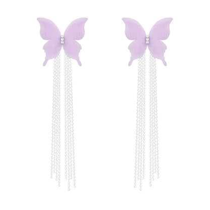 Exquisite Refined Grace Mesh Butterfly Tassel Light Earrings