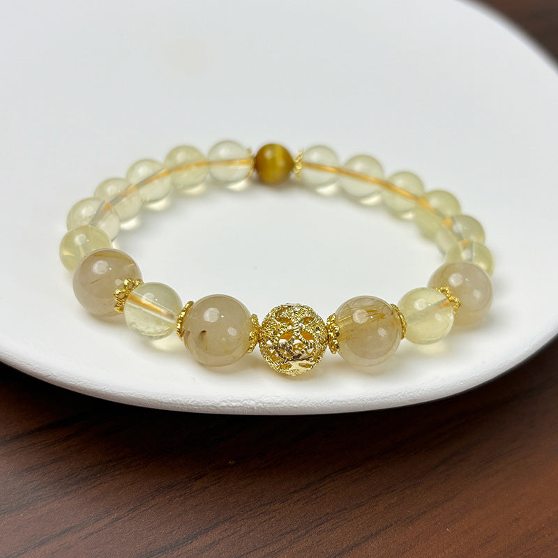 Natural Yellow Citrine White Crystal Gift Bracelets